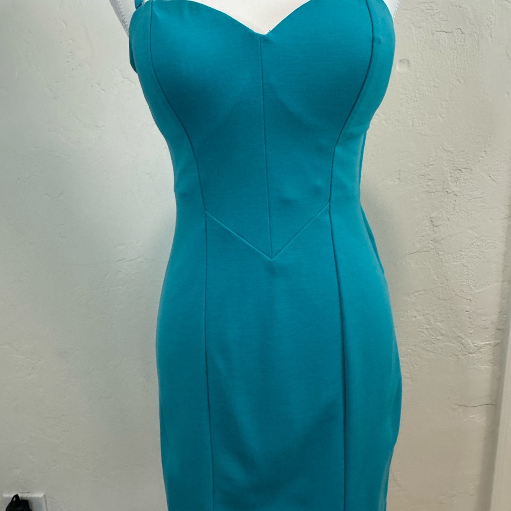 GUESS Teal Bodycon Dress with Heart Neckline Clubwear